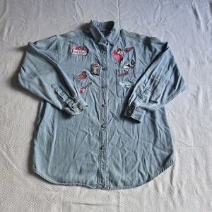 Vintage 1950s Theme Tia Designs Denim Button Down Shirt